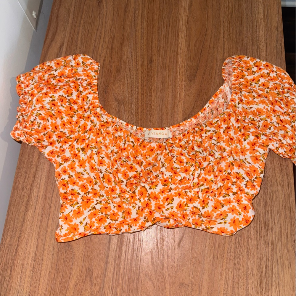 VYANA Orange Floral Women's Top